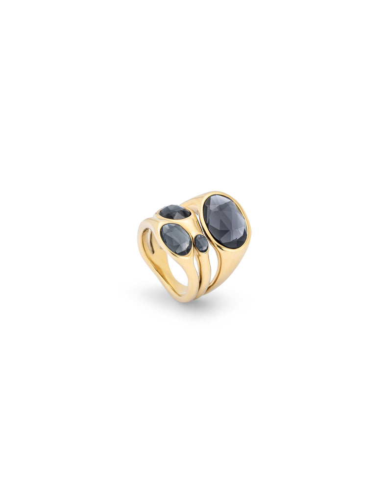 UNOde50 Vital Gold-Plated Crystal Ring - Size 7.5