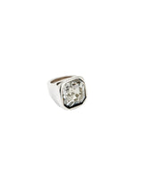 UNOde50 Ser Sin Complejos Silver-Plated Square Shaped White Crystal Ring - Size 6