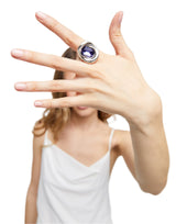 UNOde50 Ser Valiente Silver-Plated Purple Crystal Ring - Size 6