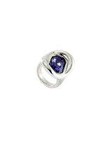 UNOde50 Ser Valiente Silver-Plated Purple Crystal Ring - Size 8.5