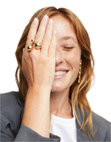 UNOde50 Ser Intrépida Gold-Plated Three Bubble Bead Ring - Size 8.5