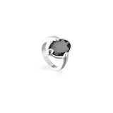 UNOde50 Ser Deslumbrante Gray Oval Crystal Silver Ring - Size 8.5