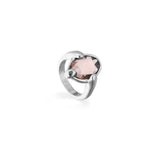 UNOde50 Ser Deslumbrante Pink Oval Crystal Silver Ring - Size 7.5