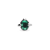 UNOde50 Ser Deslumbrante Oval Green Crystal Silver Ring - Size 7.5