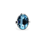 UNOde50 Ser Deslumbrante Big Blue Oval Crystal Ring - Size 6