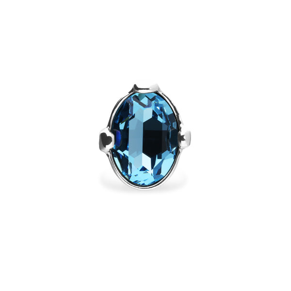 UNOde50 Ser Deslumbrante Big Blue Oval Crystal Ring - Size 6