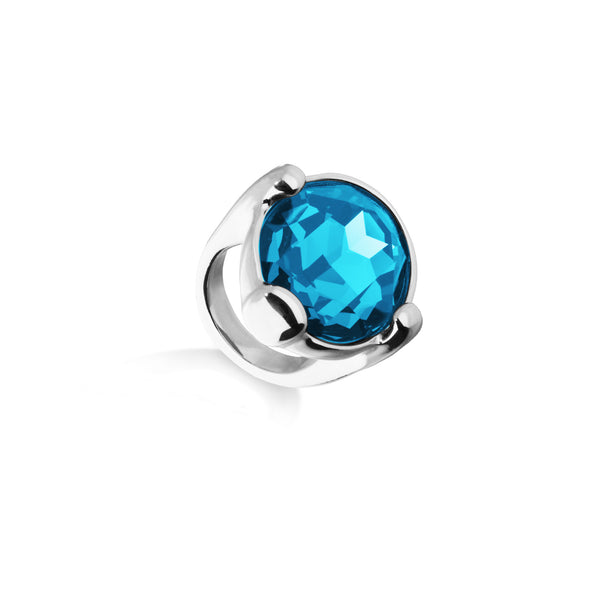 UNOde50 Ser Deslumbrante Big Blue Oval Crystal Ring - Size 6