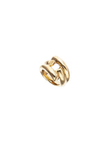 UNOde50 Gold-Plated Four Intertwined Organic Tube Ring - Size 7.5