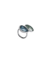 UNOde50 Presagio Silver-Tone 2 Crystal Ring - Size 7.5