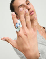 UNOde50 Presagio Silver-Tone 2 Crystal Ring - Size 7.5