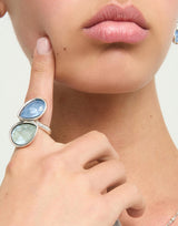 UNOde50 Presagio Silver-Tone 2 Crystal Ring - Size 7.5