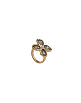 UNOde50 Presagio Gold-Tone 4 Gray Crystal Ring - Size 7.5