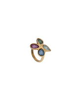 UNOde50 Presagio Gold-Tone 4 Crystal Ring - Size 7.5