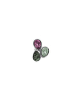 UNOde50 Presagio Silver-Tone 3 Multicolor Crystal Ring - Size 7.5