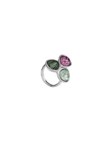 UNOde50 Presagio Silver-Tone 3 Multicolor Crystal Ring - Size 7.5