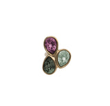 UNOde50 Presagio Gold-Tone 3 Multicolor Crystal Ring - Size 7.5