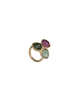 UNOde50 Presagio Gold-Tone 3 Multicolor Crystal Ring - Size 7.5