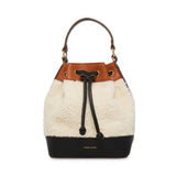 Anne Klein Drawstring With Shearling Bucket Handbag
