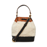 Anne Klein Drawstring With Shearling Bucket Handbag