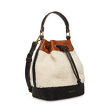 Anne Klein Drawstring With Shearling Bucket Handbag