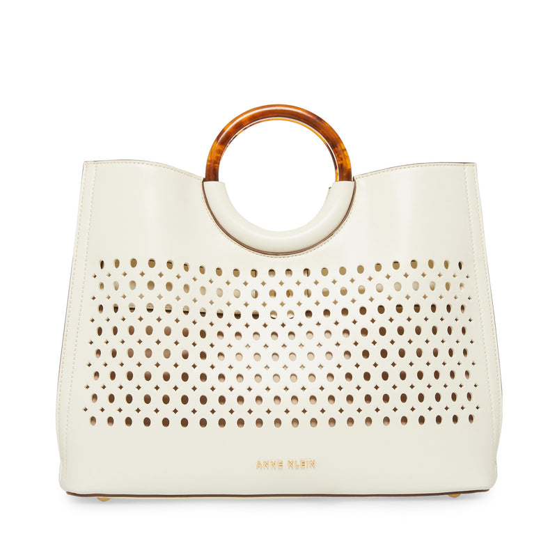 Anne Klein Perforated Round Handle Satchel Handbag