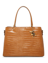 Anne Klein Horsebit Croco Triple Compartment Satchel Handbag