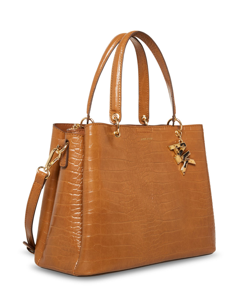 Anne Klein Horsebit Croco Triple Compartment Satchel Handbag – ShopCGX