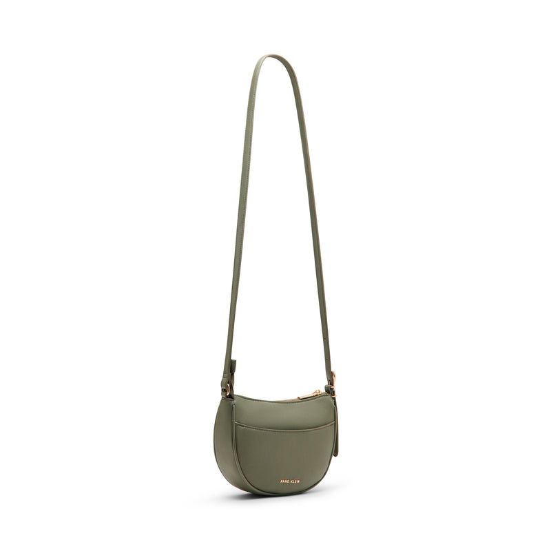 Anne Klein Sculpted Buckle Half Moon Crossbody Handbag