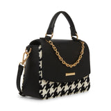 Anne Klein Houndstooth Flap Crossbody Satchel Handbag