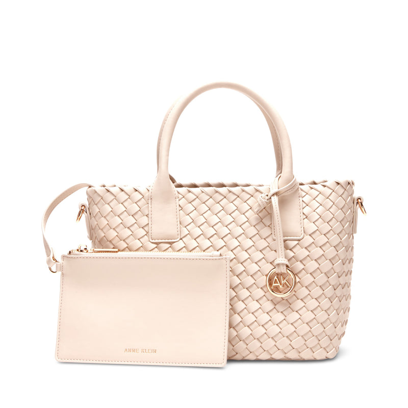 Anne Klein Small Woven Tote Handbag with Detachable Pouch