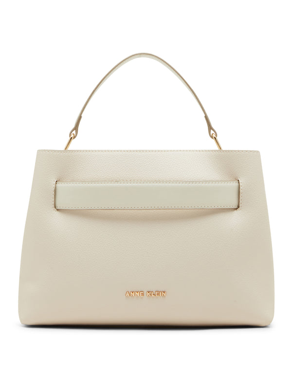Anne Klein Sculpted Buckle Satchel Handbag
