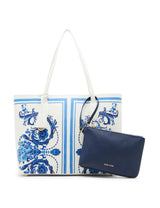 Anne Klein Large Blue Toile Bonded Tote Handbag