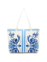 Anne Klein Large Blue Toile Bonded Tote Handbag