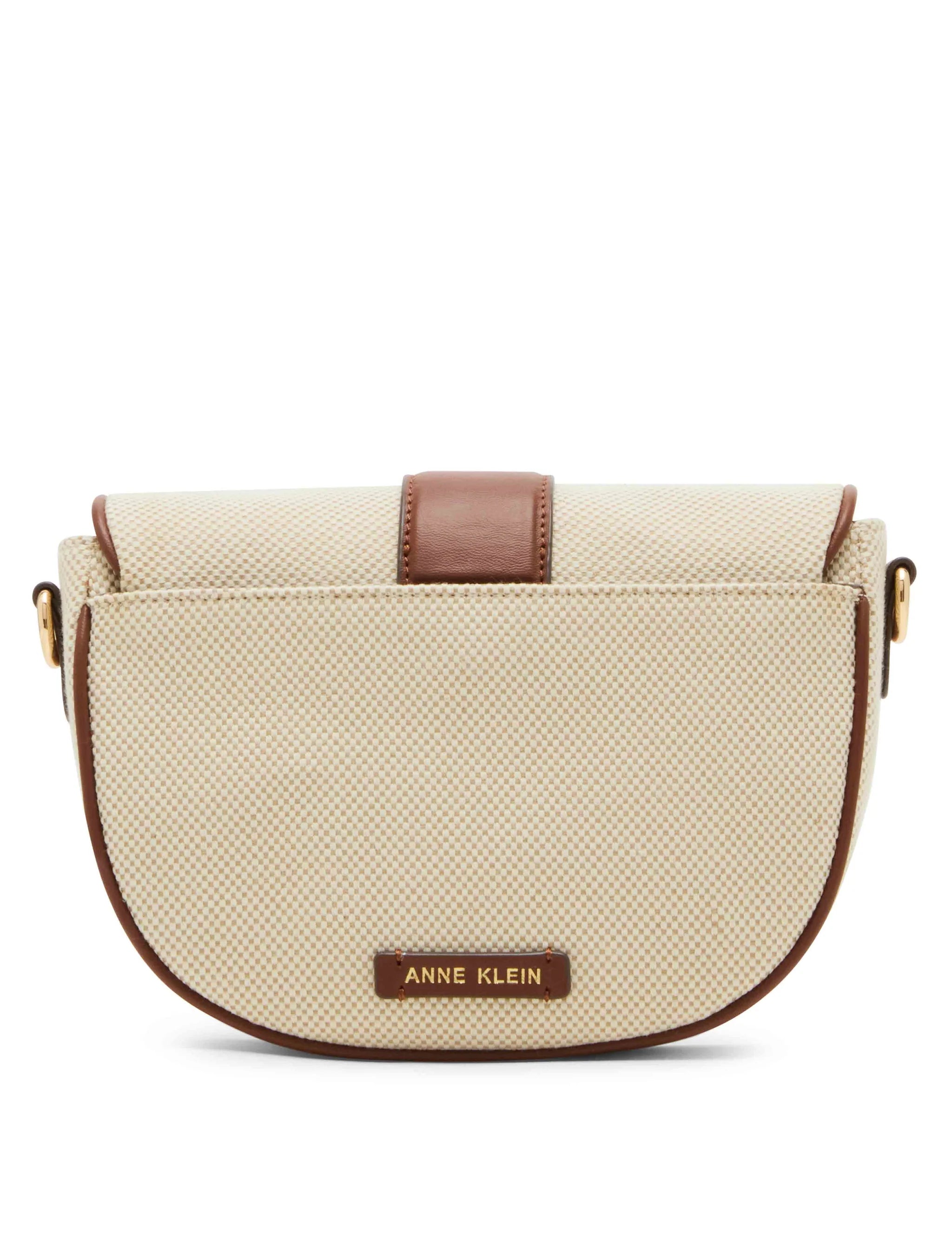 Anne Klein Covered Buckle Canvas Saddle Crossbody Handbag