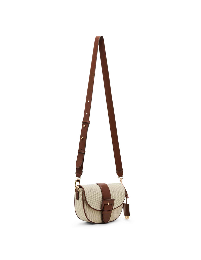 Anne Klein Covered Buckle Canvas Saddle Crossbody Handbag