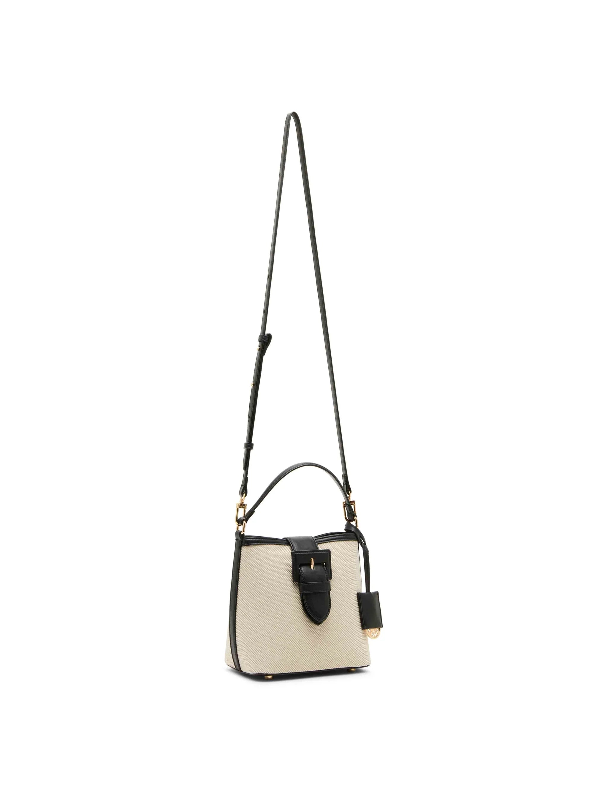 Anne Klein Convertible Small Covered Buckle Canvas Bucket Handbag