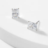 Nadri Modern Love Large Emerald Cubic Zirconia Silver Stud Earrings