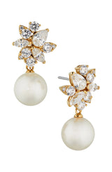 Nadri Chiara Gold Pearl Drop Earrings