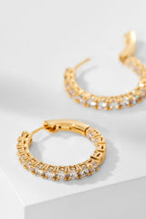 Nadri Perfect 2.5 mm Cubic Zirconia X 20 mm Gold Hoop Earrings