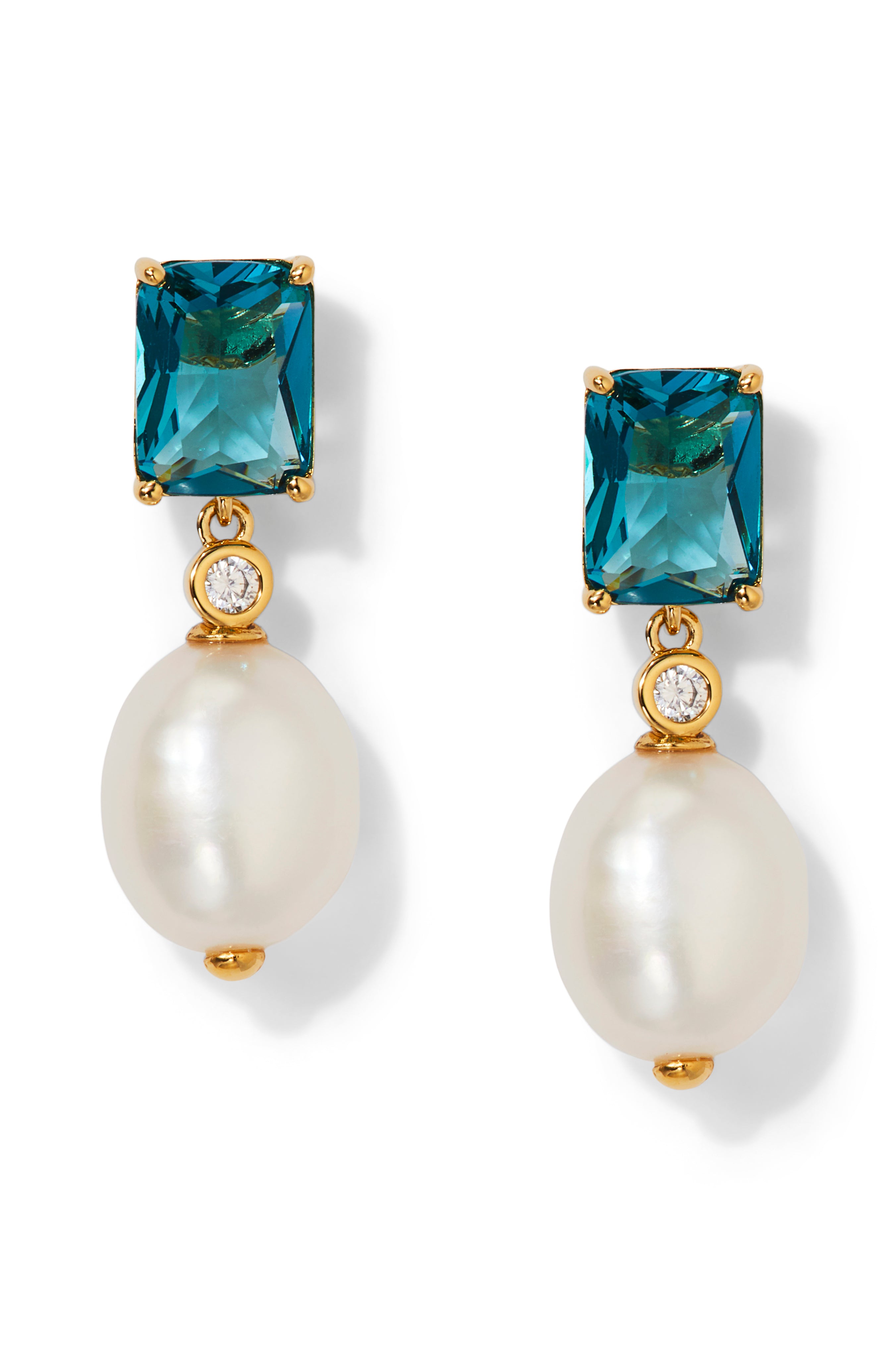 Nadri Blue Lagoon Pearl Drop Earrings