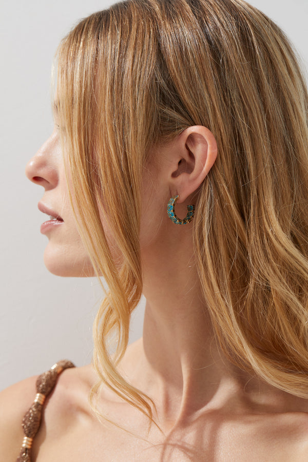 Nadri Blue Lagoon Ombre C Hoop Earrings