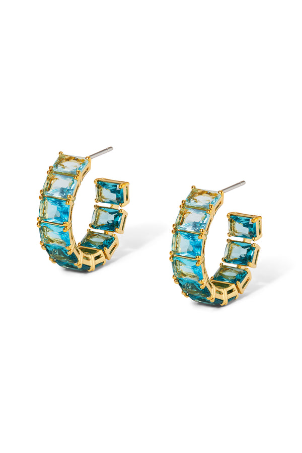 Nadri Blue Lagoon Ombre C Hoop Earrings