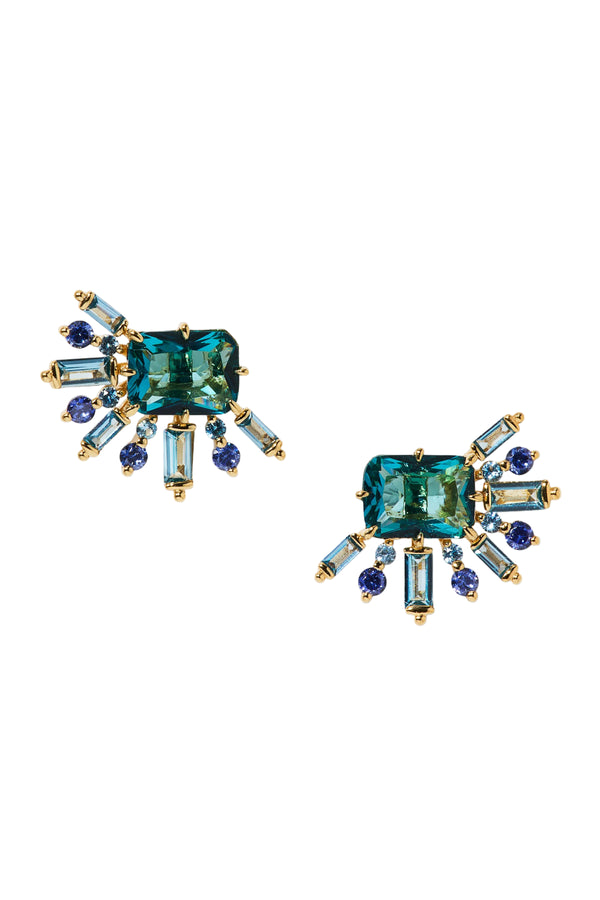 Nadri Stellar Halo Multi Stone Stud Earrings