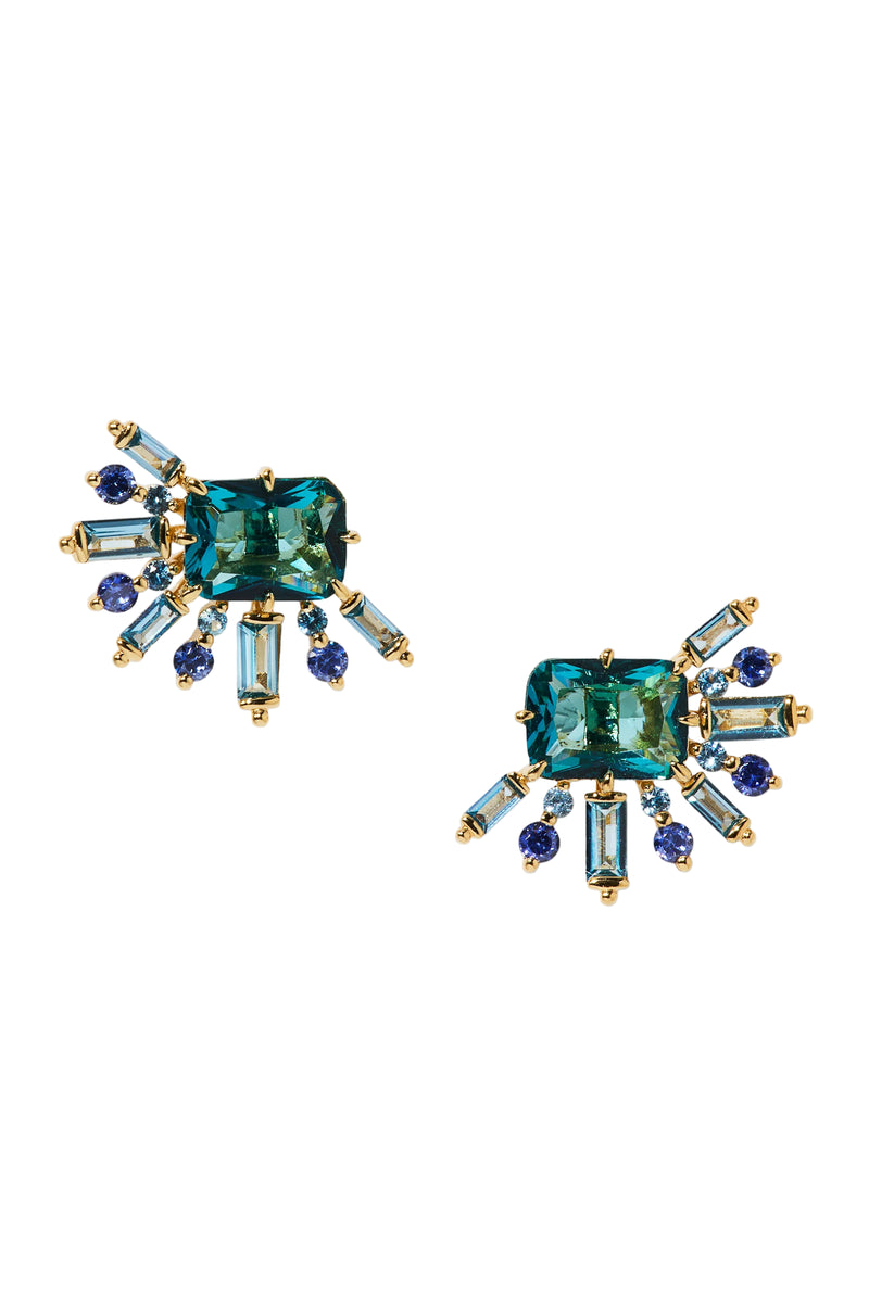 Nadri Stellar Halo Multi Stone Stud Earrings