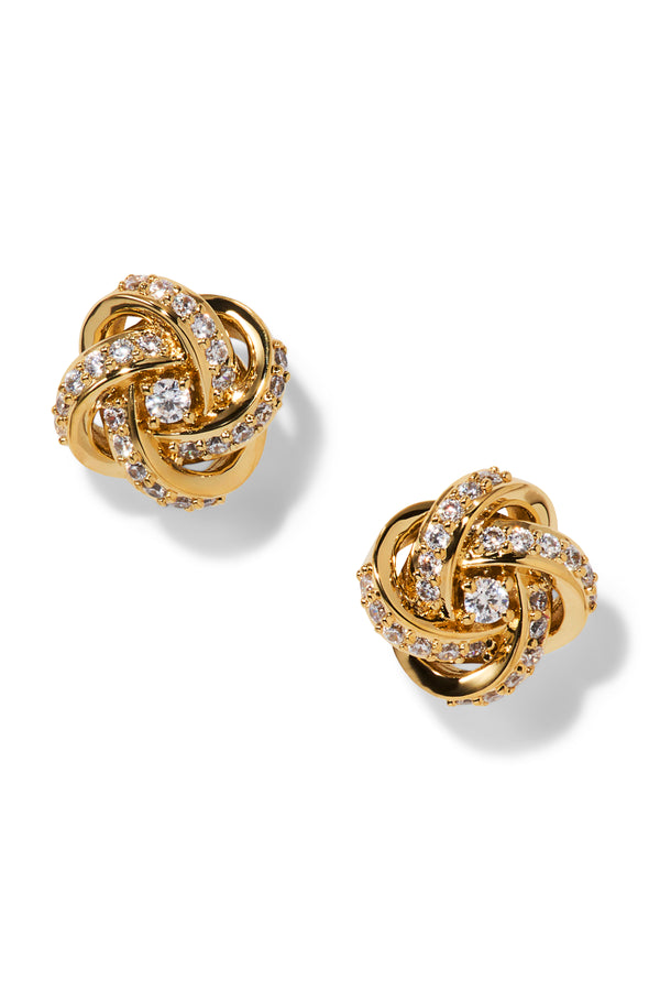 Nadri Gold-Plated Pavé Knot Stud Earrings