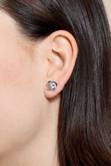 Nadri Rhodium-Plated Pavé Knot Stud Earrings