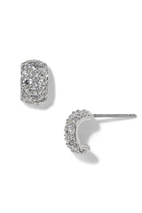 Nadri Rhodium-Plated Crushed Pavé Stud Earrings