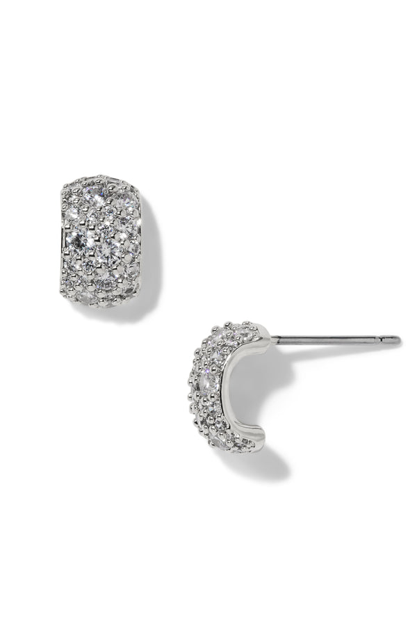 Nadri Rhodium-Plated Crushed Pavé Stud Earrings
