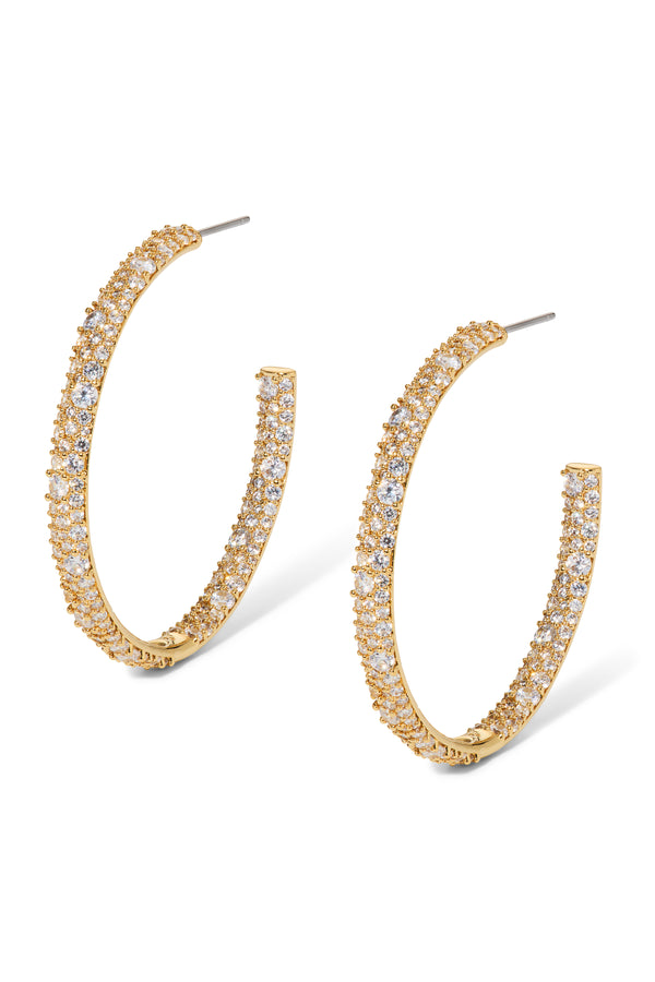 Nadri Gold-Plated Crushed Pavé C Hoop Earrings