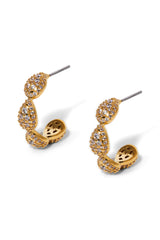 Nadri Crushed Pave C Hoop Earrings